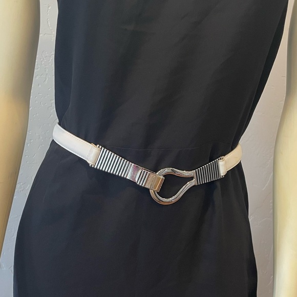 Accessories - Elegant White Belt with Silver Accents
